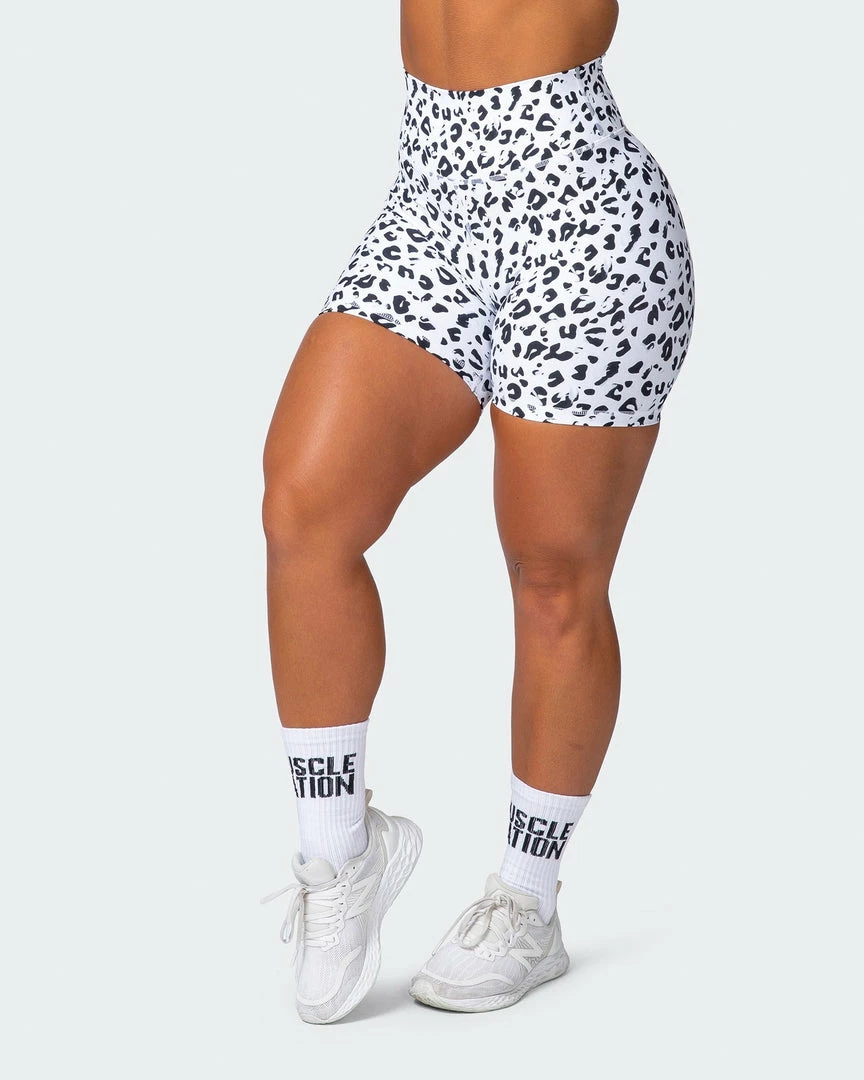 Muscle Nation Signature Scrunch Bike Shorts - Snow Leopard 5 Muscle Nation Signature Scrunch Bike Shorts - Snow Leopard