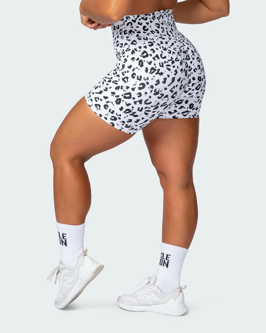 Muscle Nation Signature Scrunch Bike Shorts - Snow Leopard 9 Muscle Nation Signature Scrunch Bike Shorts - Snow Leopard