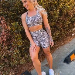 Muscle Nation Signature Scrunch Bike Shorts - Yellow Leopard