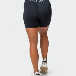 Muscle Nation Prize Fighter Bike Shorts - Black W/ White & Cashmere Blue Womens 21 Muscle Nation Prize Fighter Bike Shorts - Black W/ White & Cashmere Blue Womens