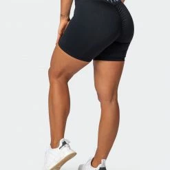 Muscle Nation Prize Fighter Bike Shorts - Black W/ White & Cashmere Blue Womens