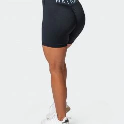 Muscle Nation Prize Fighter Bike Shorts - Black W/ White & Cashmere Blue Womens 14 Muscle Nation Prize Fighter Bike Shorts - Black W/ White & Cashmere Blue Womens