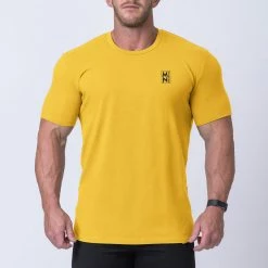 Muscle Nation Box Logo Casual Tee - Mango / Black