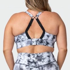 Muscle Nation Womens Brace Yourself Bra - Grey Black Tie Dye Print 16 Muscle Nation Womens Brace Yourself Bra - Grey Black Tie Dye Print