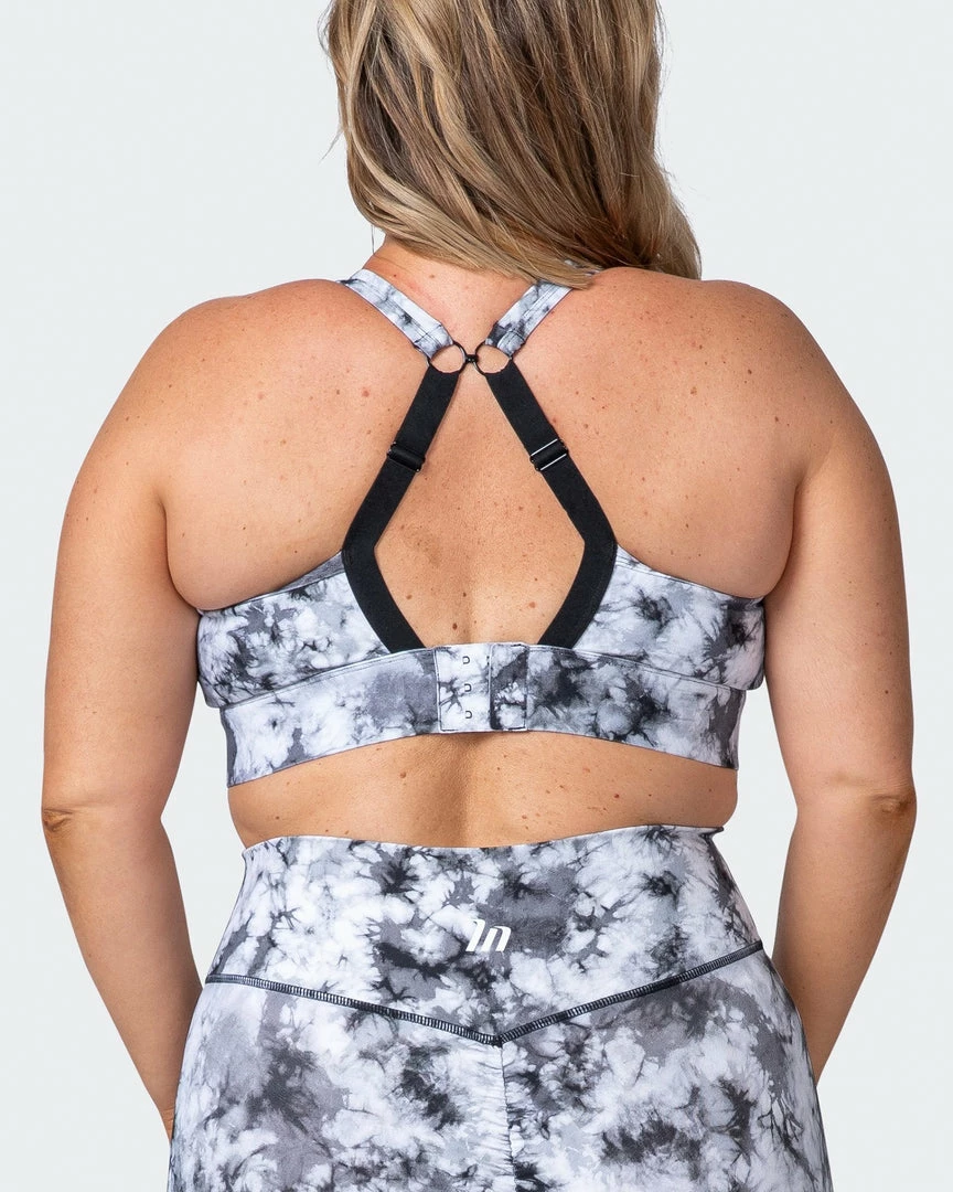 Muscle Nation Womens Brace Yourself Bra - Grey Black Tie Dye Print 6 Muscle Nation Womens Brace Yourself Bra - Grey Black Tie Dye Print