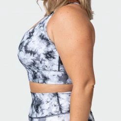 Muscle Nation Womens Brace Yourself Bra - Grey Black Tie Dye Print 19 Muscle Nation Womens Brace Yourself Bra - Grey Black Tie Dye Print