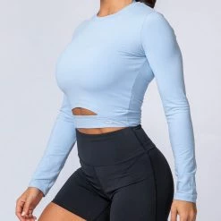 Muscle Nation Womens Half Time Long Sleeve - Cashmere Blue 12 Muscle Nation Womens Half Time Long Sleeve - Cashmere Blue