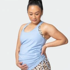 Muscle Nation Womens Side Tie Maternity Tank - Cashmere Blue