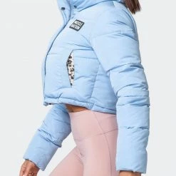 Muscle Nation Sideline Cropped Puffer Jacket - Cashmere Blue