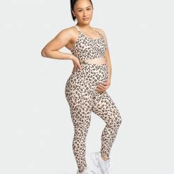 Muscle Nation Womens Maternity Superior Squat Pocket Leggings - Cheetah Print