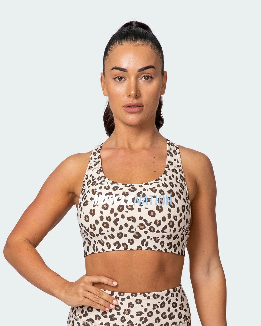 Muscle Nation Womens Strike Bra - Cheetah Print 3 Muscle Nation Womens Strike Bra - Cheetah Print