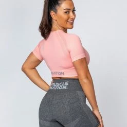 Muscle Nation Classic Seamless Tee - Ballet Pink Marl Womens