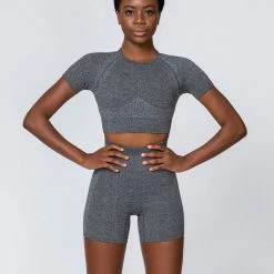 Muscle Nation Womens Classic Seamless Tee - Charcoal Marl