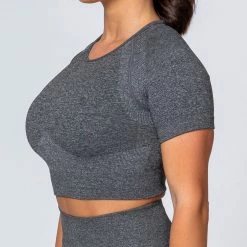 Muscle Nation Womens Classic Seamless Tee - Charcoal Marl
