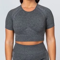 Muscle Nation Womens Classic Seamless Tee - Charcoal Marl