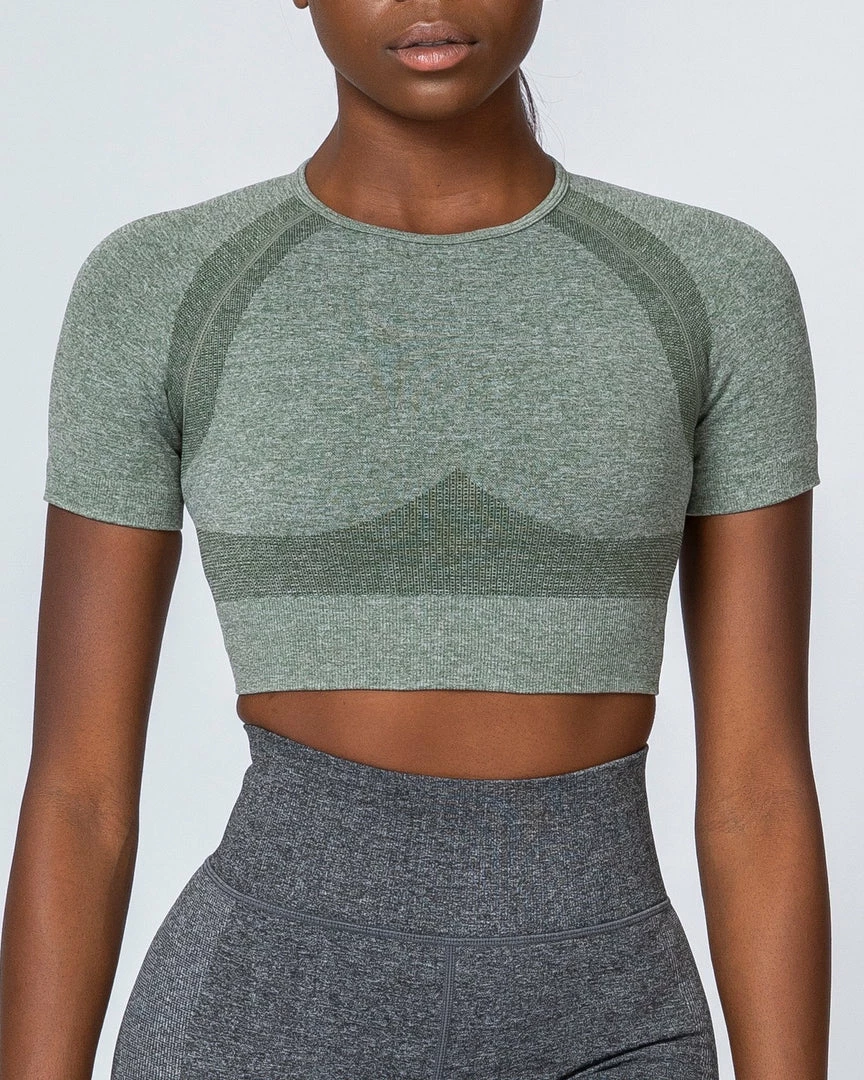 Muscle Nation Classic Seamless Tee - Khaki Marl Womens 13 Muscle Nation Classic Seamless Tee - Khaki Marl Womens