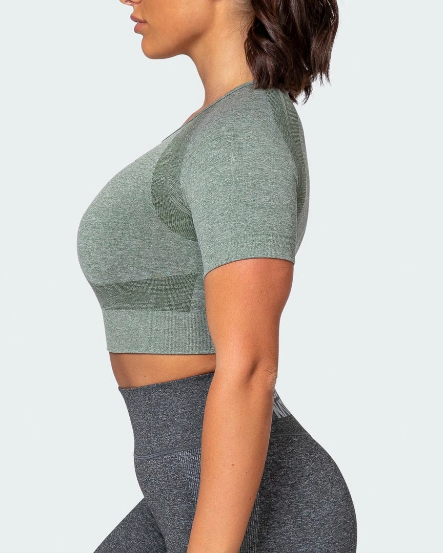 Muscle Nation Classic Seamless Tee - Khaki Marl Womens 15 Muscle Nation Classic Seamless Tee - Khaki Marl Womens