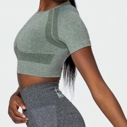 Muscle Nation Classic Seamless Tee - Khaki Marl Womens 32 Muscle Nation Classic Seamless Tee - Khaki Marl Womens