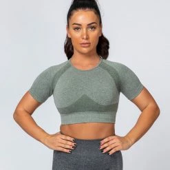 Muscle Nation Classic Seamless Tee - Khaki Marl Womens 20 Muscle Nation Classic Seamless Tee - Khaki Marl Womens