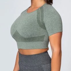 Muscle Nation Classic Seamless Tee - Khaki Marl Womens 21 Muscle Nation Classic Seamless Tee - Khaki Marl Womens