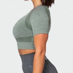 Muscle Nation Classic Seamless Tee - Khaki Marl Womens 24 Muscle Nation Classic Seamless Tee - Khaki Marl Womens