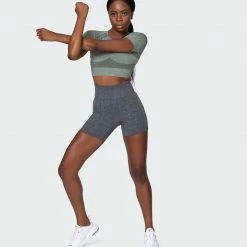 Muscle Nation Classic Seamless Tee - Khaki Marl Womens 26 Muscle Nation Classic Seamless Tee - Khaki Marl Womens