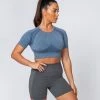 Muscle Nation Womens Classic Seamless Tee - Navy Marl 1 Muscle Nation Womens Classic Seamless Tee - Navy Marl