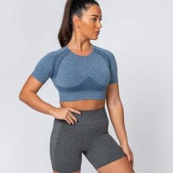 Muscle Nation Womens Classic Seamless Tee - Navy Marl