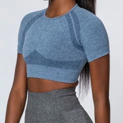 Muscle Nation Womens Classic Seamless Tee - Navy Marl