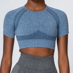 Muscle Nation Womens Classic Seamless Tee - Navy Marl