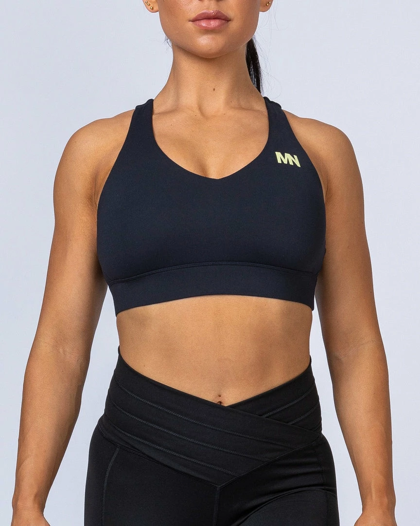 Muscle Nation Comfort Bra - Black With Acid Lime Womens 3 Muscle Nation Comfort Bra - Black With Acid Lime Womens