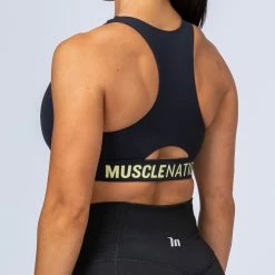Muscle Nation Comfort Bra - Black With Acid Lime Womens 11 Muscle Nation Comfort Bra - Black With Acid Lime Womens