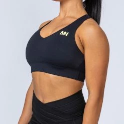 Muscle Nation Comfort Bra - Black With Acid Lime Womens 14 Muscle Nation Comfort Bra - Black With Acid Lime Womens