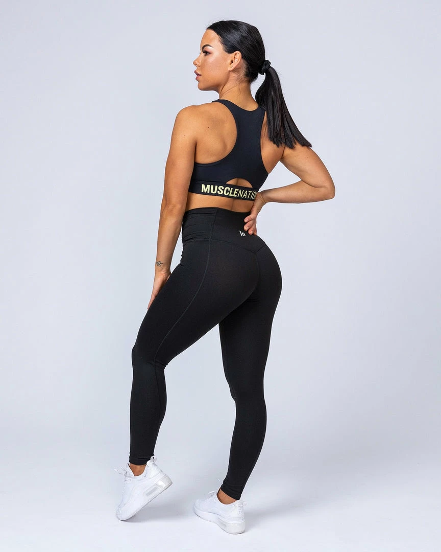 Muscle Nation Comfort Bra - Black With Acid Lime Womens 9 Muscle Nation Comfort Bra - Black With Acid Lime Womens