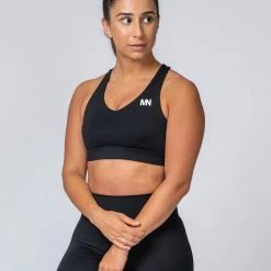 Muscle Nation Comfort Bra - Black With White Womens