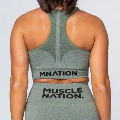 Muscle Nation Comfort Seamless Bra - Khaki Marl 21 Muscle Nation Comfort Seamless Bra - Khaki Marl