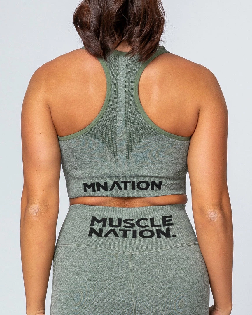 Muscle Nation Comfort Seamless Bra - Khaki Marl 12 Muscle Nation Comfort Seamless Bra - Khaki Marl