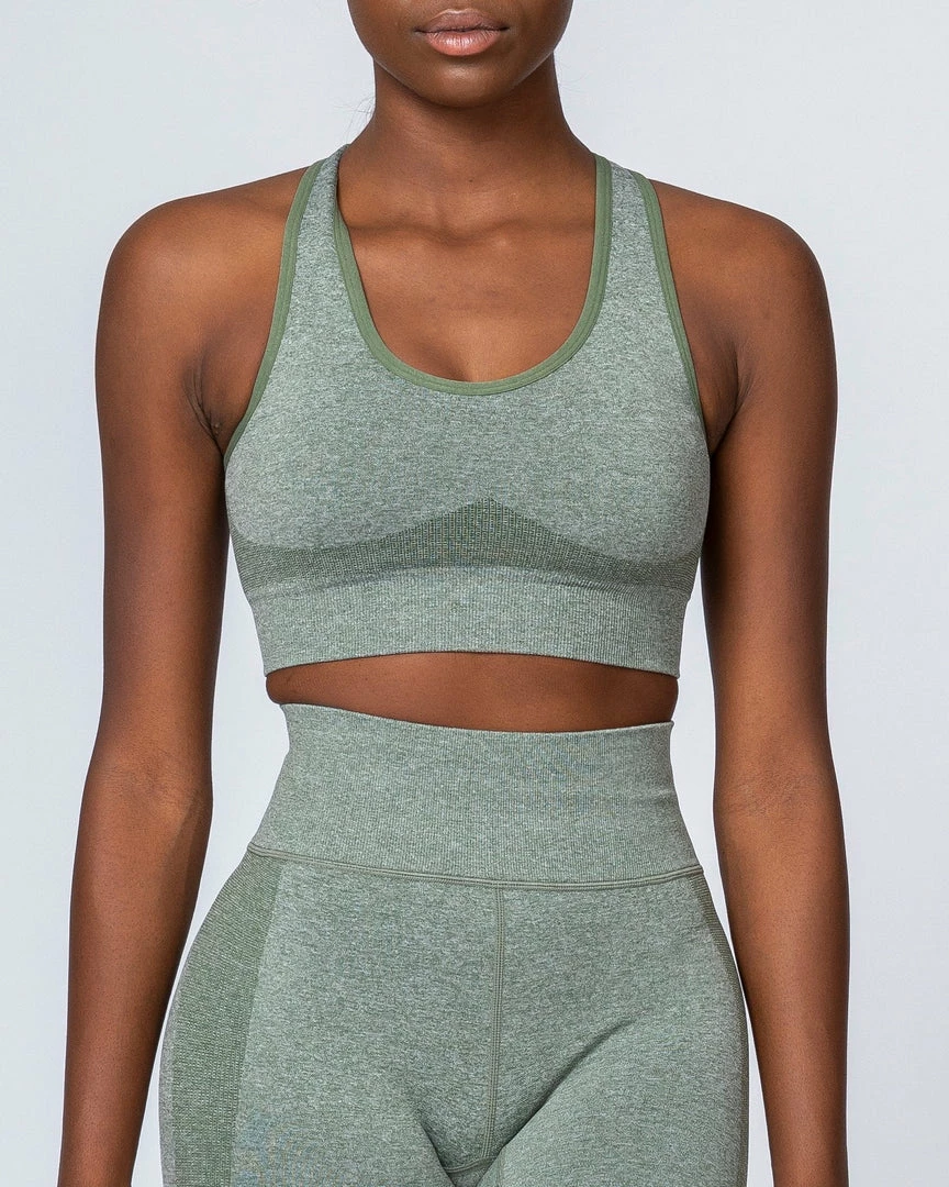 Muscle Nation Comfort Seamless Bra - Khaki Marl 5 Muscle Nation Comfort Seamless Bra - Khaki Marl