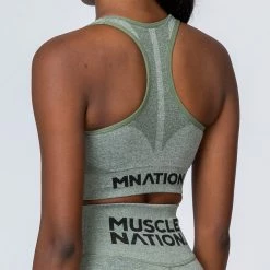 Muscle Nation Comfort Seamless Bra - Khaki Marl 17 Muscle Nation Comfort Seamless Bra - Khaki Marl