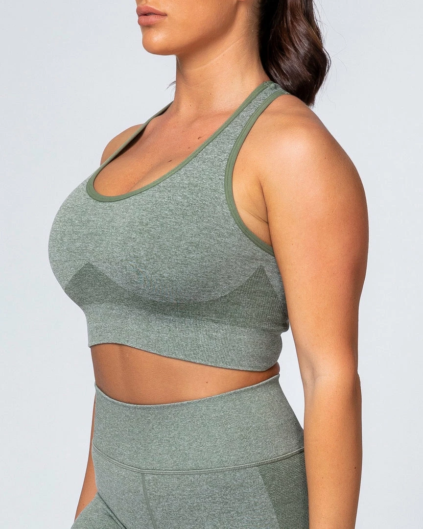 Muscle Nation Comfort Seamless Bra - Khaki Marl 9 Muscle Nation Comfort Seamless Bra - Khaki Marl