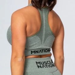 Muscle Nation Comfort Seamless Bra - Khaki Marl 19 Muscle Nation Comfort Seamless Bra - Khaki Marl