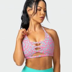 Muscle Nation Coastal Bralette - Cotton Candy Cheetah Print
