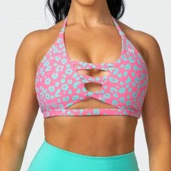 Muscle Nation Coastal Bralette - Cotton Candy Cheetah Print