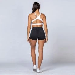 Muscle Nation Womens Cotton-Feel Tie Up Scrunch Shorts - Heather Black