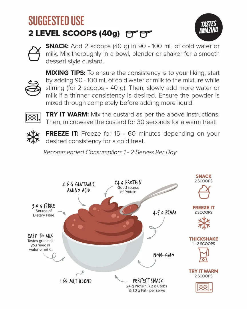 Muscle Nation CUSTARD Casein Protein - Choc Hazelnut - 25 Serves 30% EOFY SALE 5 Muscle Nation CUSTARD Casein Protein - Choc Hazelnut - 25 Serves 30% EOFY SALE