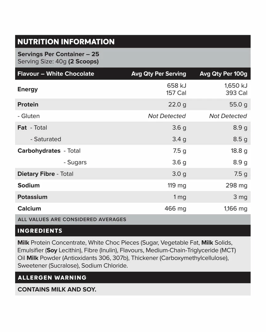Muscle Nation CUSTARD Casein Protein - White Chocolate - 25 Serves 30% EOFY SALE 5 Muscle Nation CUSTARD Casein Protein - White Chocolate - 25 Serves 30% EOFY SALE