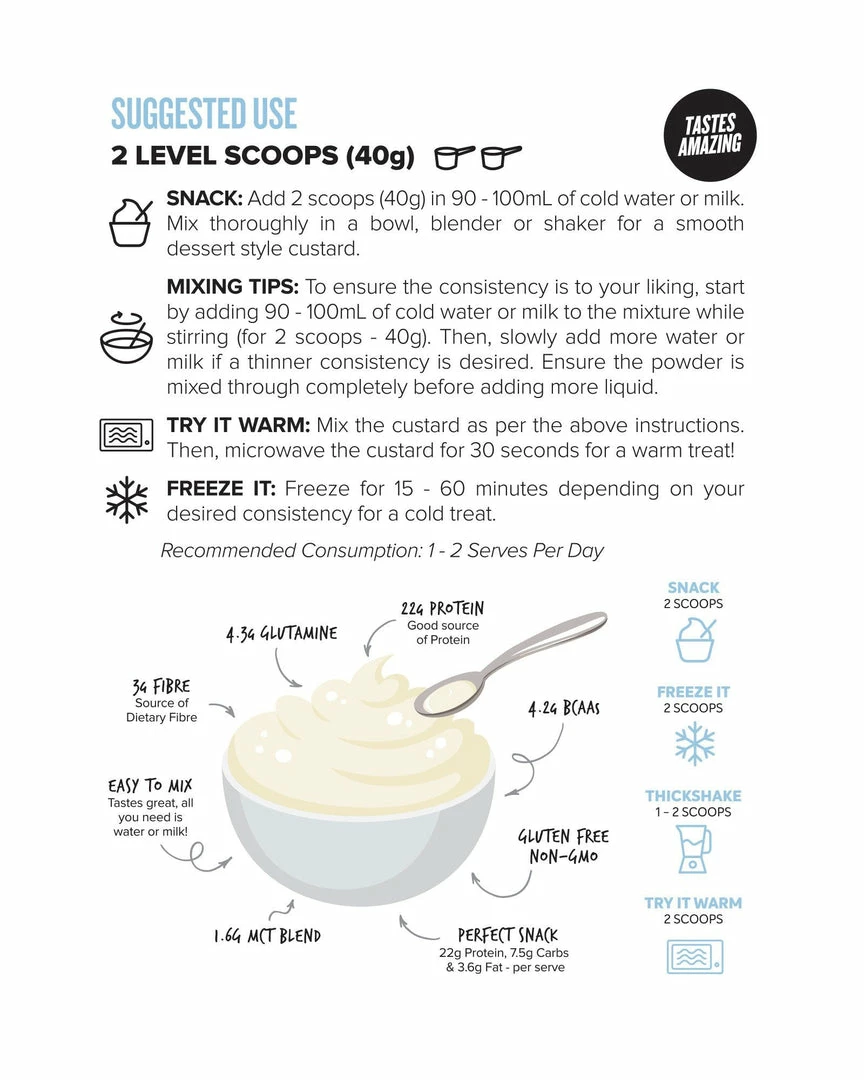 Muscle Nation CUSTARD Casein Protein - White Chocolate - 25 Serves 30% EOFY SALE 6 Muscle Nation CUSTARD Casein Protein - White Chocolate - 25 Serves 30% EOFY SALE