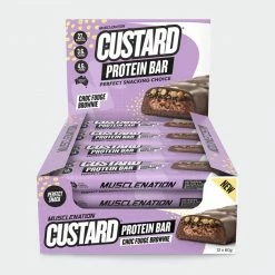 Muscle Nation CUSTARD Protein Bar - Choc Fudge Brownie - Box Of 12 30% EOFY SALE