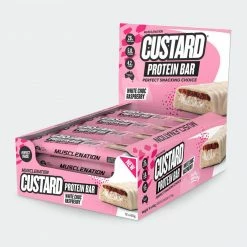 Muscle Nation CUSTARD Protein Bar - White Choc Raspberry - Box Of 12