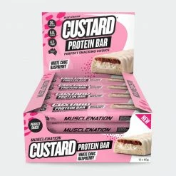 Muscle Nation CUSTARD Protein Bar - White Choc Raspberry - Box Of 12
